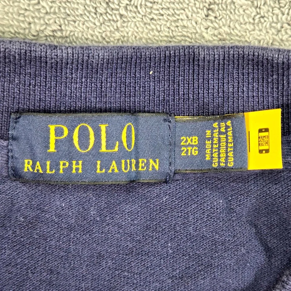 Polo Ralph Lauren 2XB Shirt Mens Big‎ Tall Colorblock Navy Blue Mesh Polo Top
